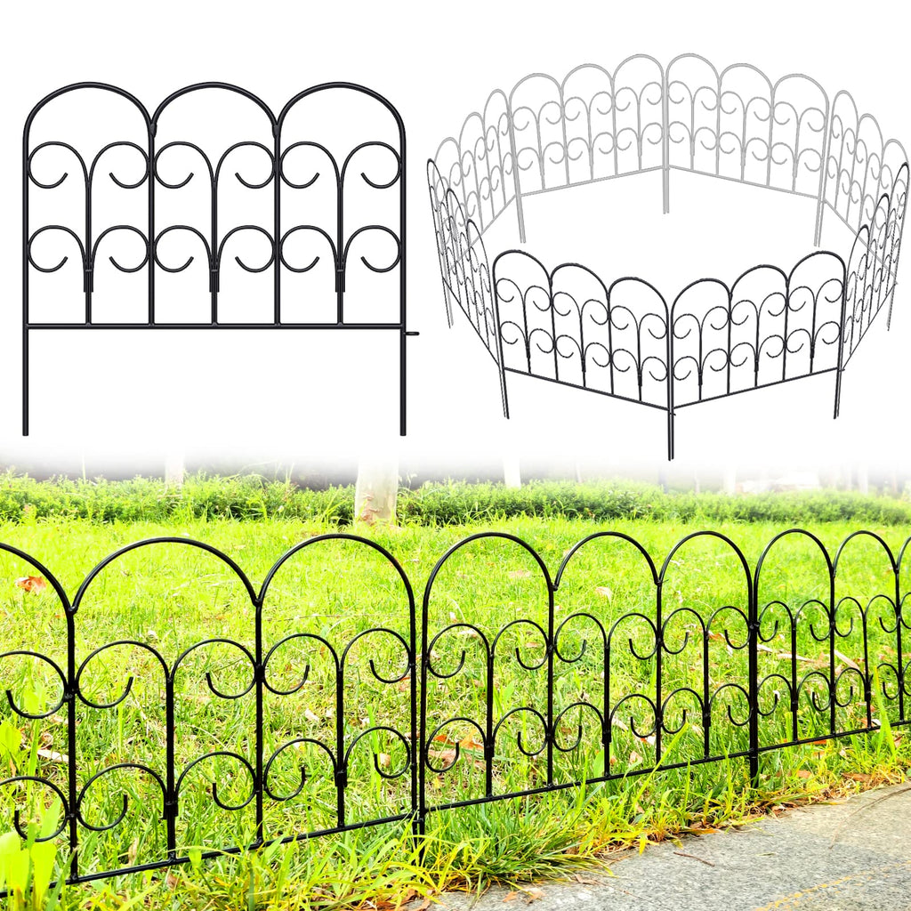 Thealyn Rustproof Wrought Iron Garden Fence - 5 Panels Landscape Edging