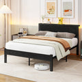 Diahomy Double Metal Platform Bed Frame with Wood Headboard & Storage