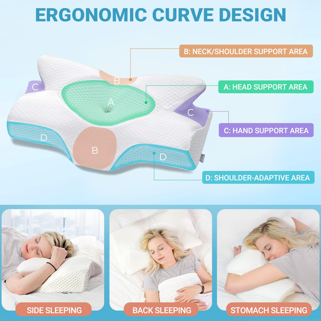 Elviros Cervical Memory Foam Pillow – Orthopedic Neck Support for Pain