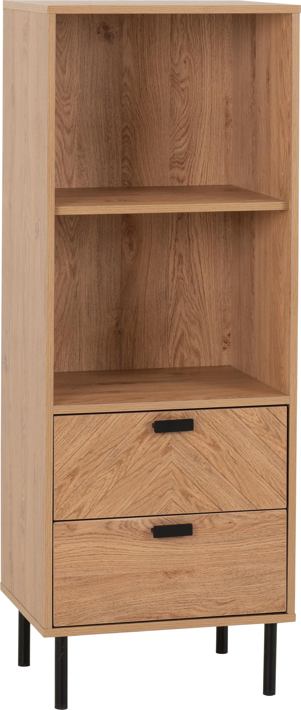 Seconique Leon 2 Drawer 2 Shelf Cabinet in Medium Oak Effect - image 1