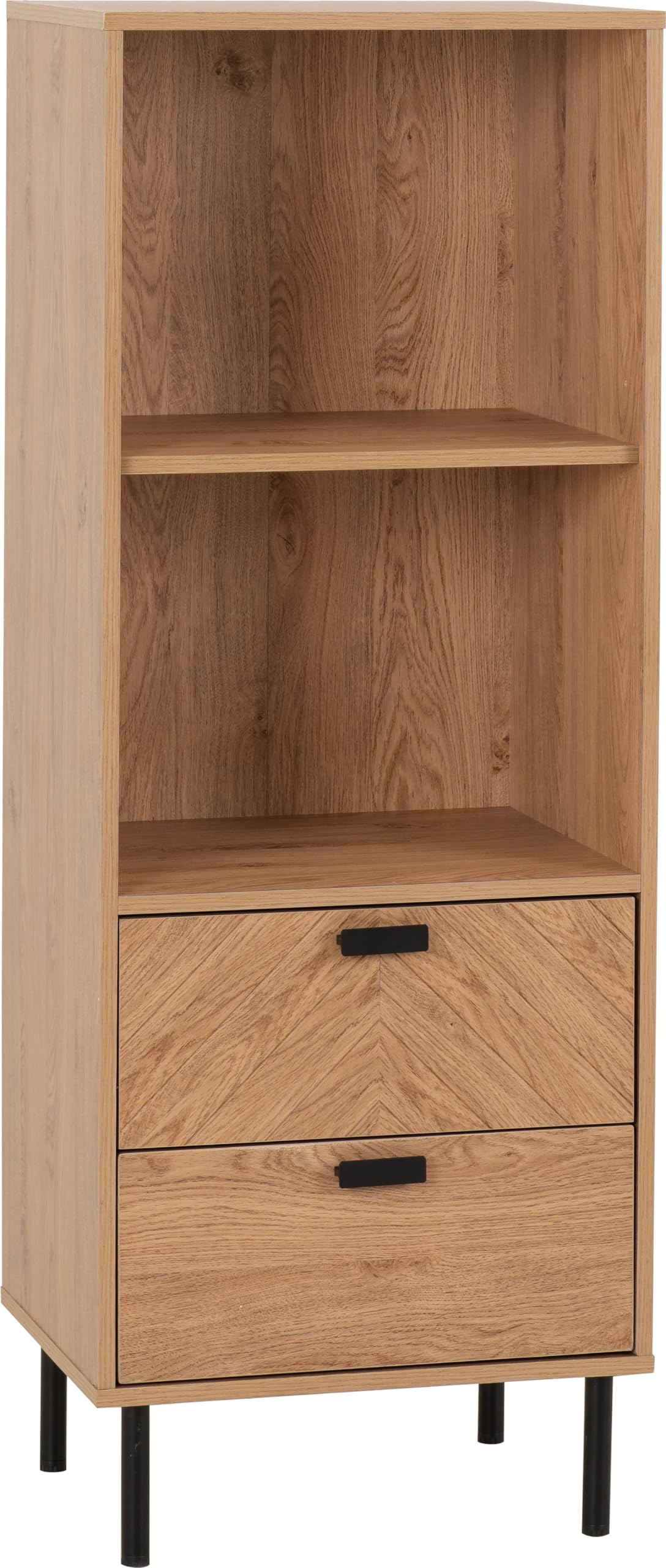 Seconique Leon 2 Drawer 2 Shelf Cabinet in Medium Oak Effect - image 1