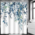 Mirrorang Blue Floral Shower Curtain | Waterproof Polyester with 12 Hooks