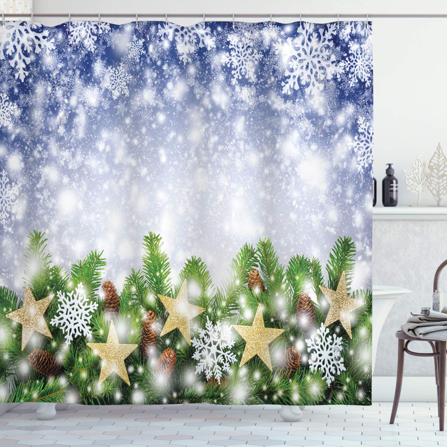 Abakuhaus Christmas Shower Curtain | Waterproof Fabric | 94" L x 69" W