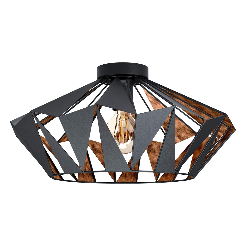 Eglo Carlton 6 Flush Ceiling Light – Black & Copper Geometric Steel