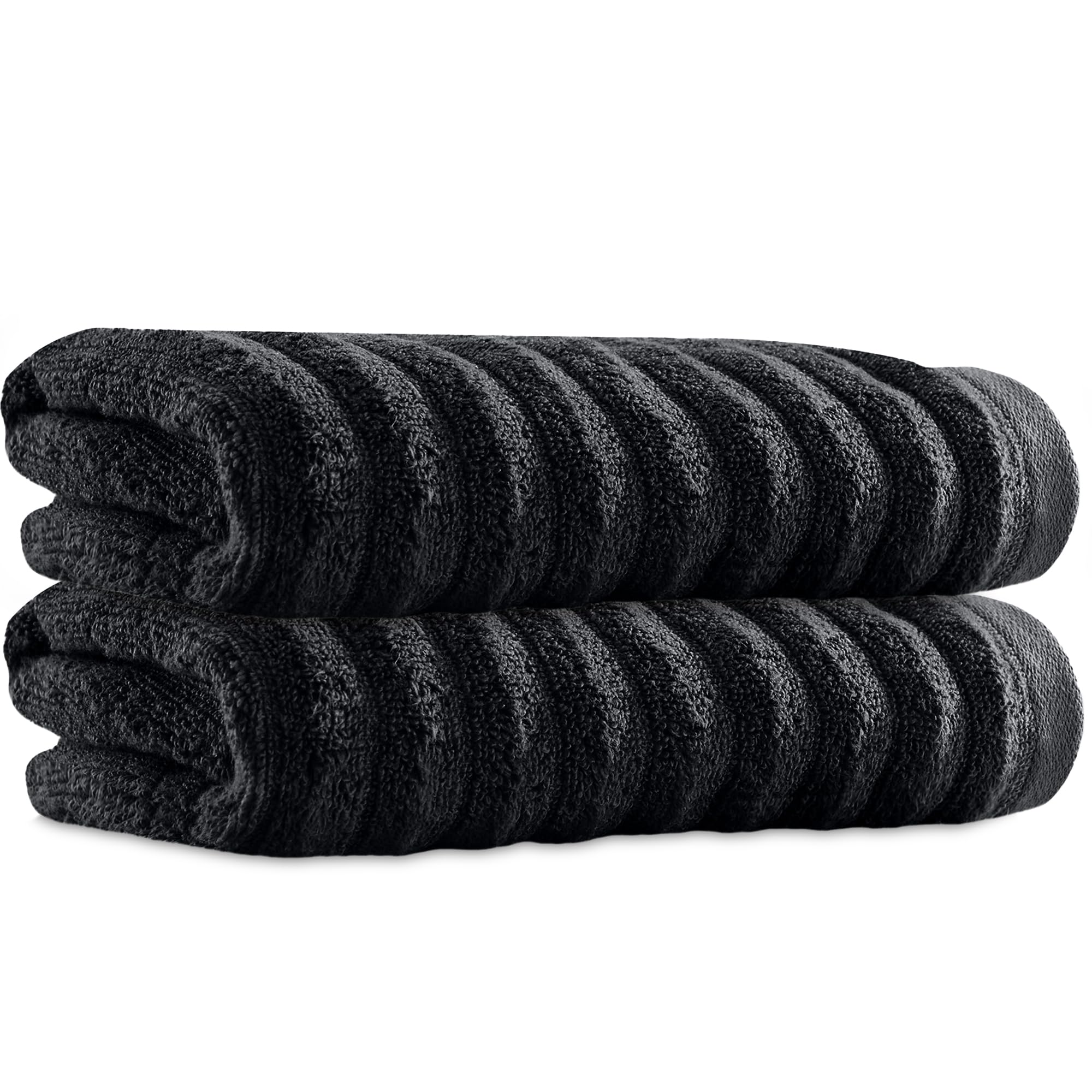 Towelogy Bamboo Hand Towels 2-Pack | Soft 50x80 cm Absorbent Black Towels