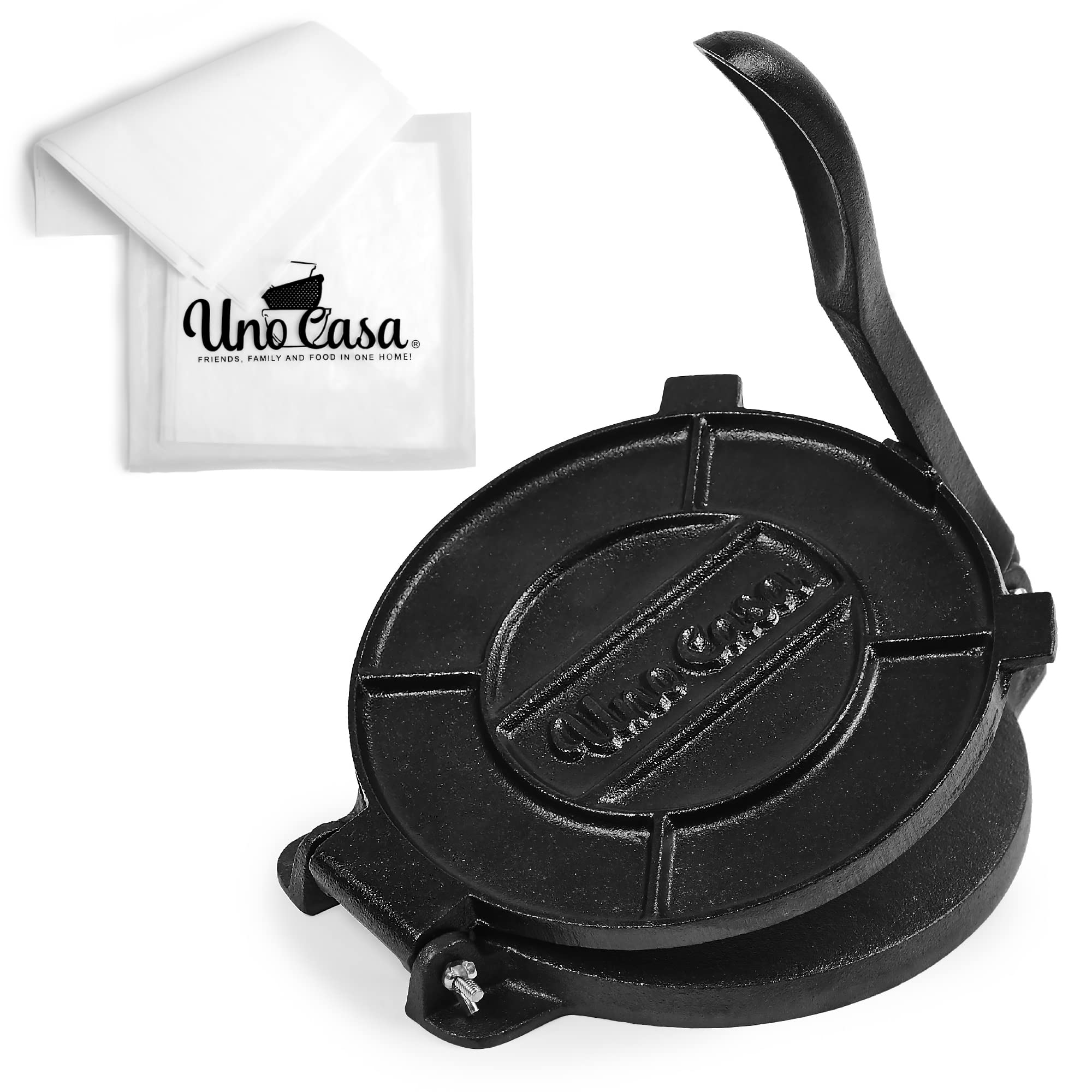 Uno Casa 8-Inch Cast Iron Tortilla Press – Pre-Seasoned Roti & Taco Maker