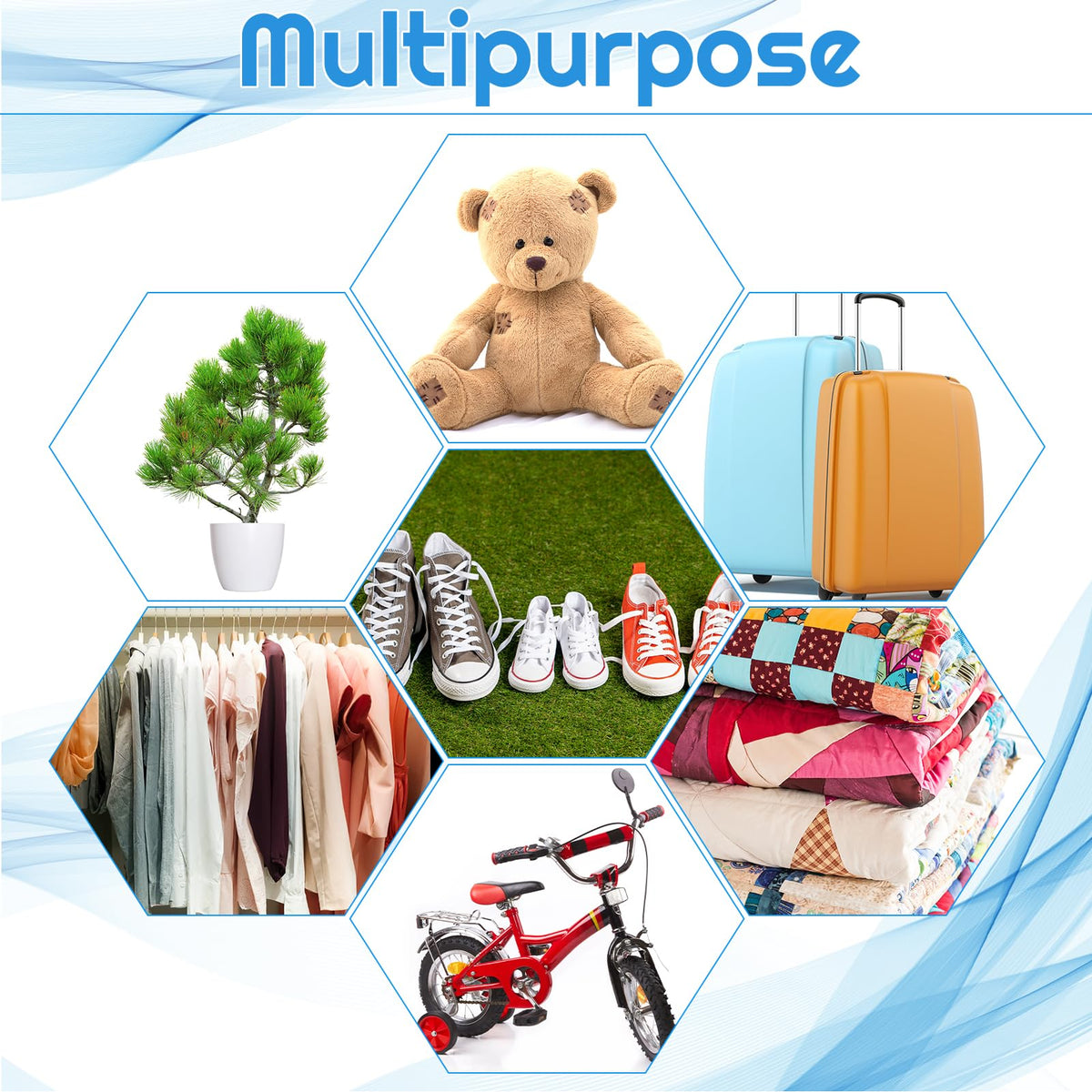 Extra Large Clear Plastic Storage Bags, 6 pcs Flat Large Plastic Bags - image 2