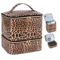 Uross Nail Polish Organizer Bag - 30 Bottle Two-Layer Case in Leopard