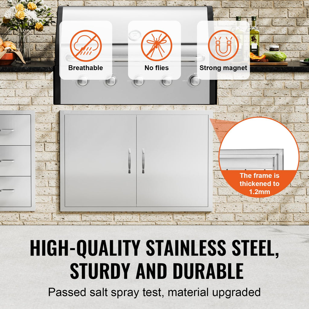 VEVOR BBQ Access Door | 39x26 Inch Stainless Steel Double Kitchen Door