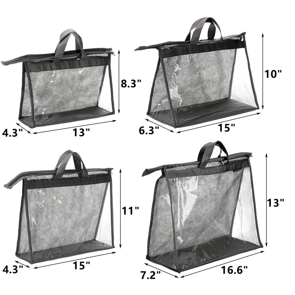 Peohud 12 Pack Dust Bags for Handbags, Clear Handbag Storage Organizer for Closet, Purse Protector Storage Bag with Zipper and Handle - image 2