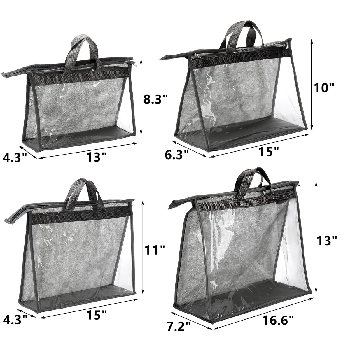 Peohud 12 Pack Dust Bags for Handbags, Clear Handbag Storage Organizer for Closet, Purse Protector Storage Bag with Zipper and Handle - image 2