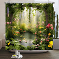 Forest Lotus Shower Curtain | Waterproof Polyester – 165x180cm