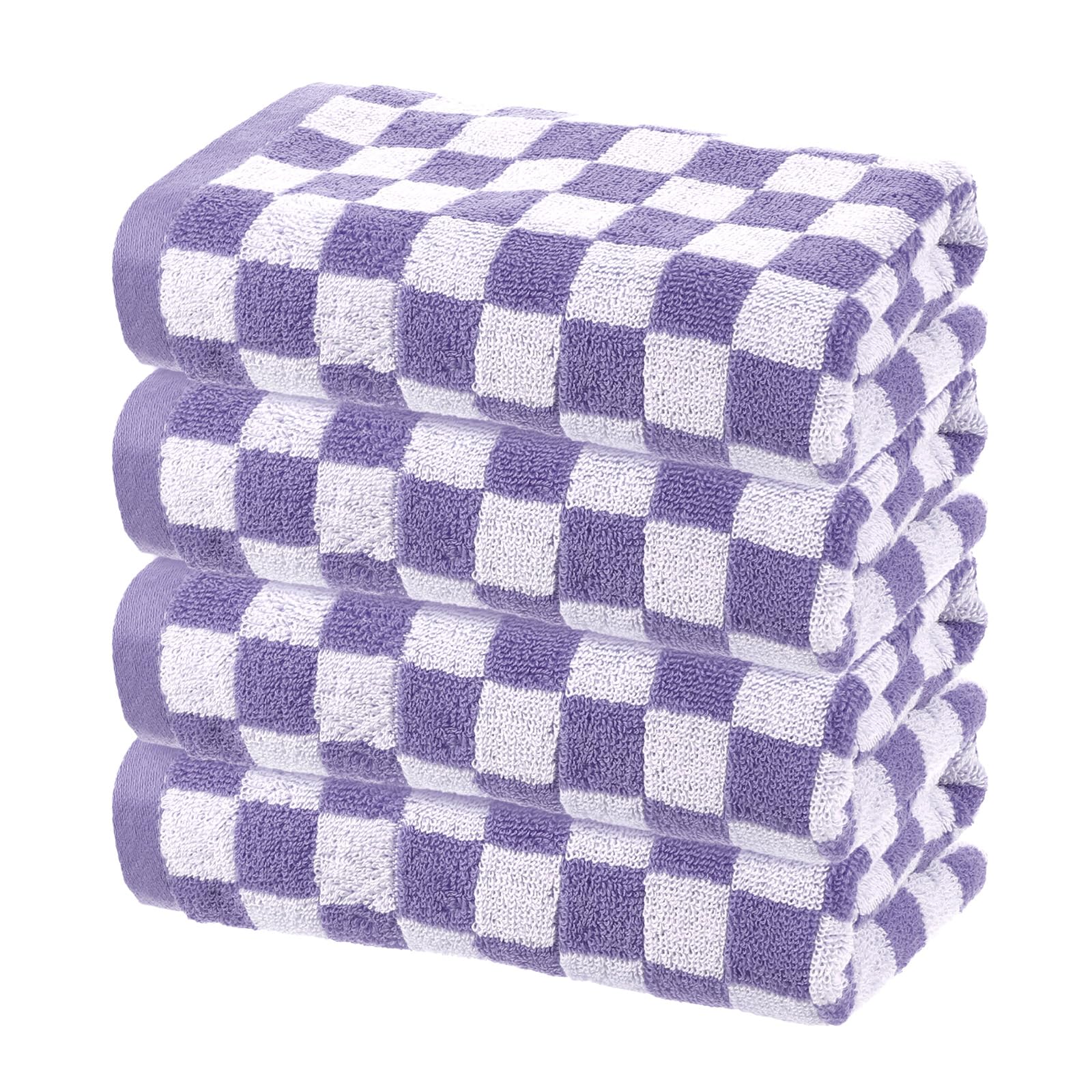 Cotton Hand Towels - 4 Pack Purple Absorbent Washcloths