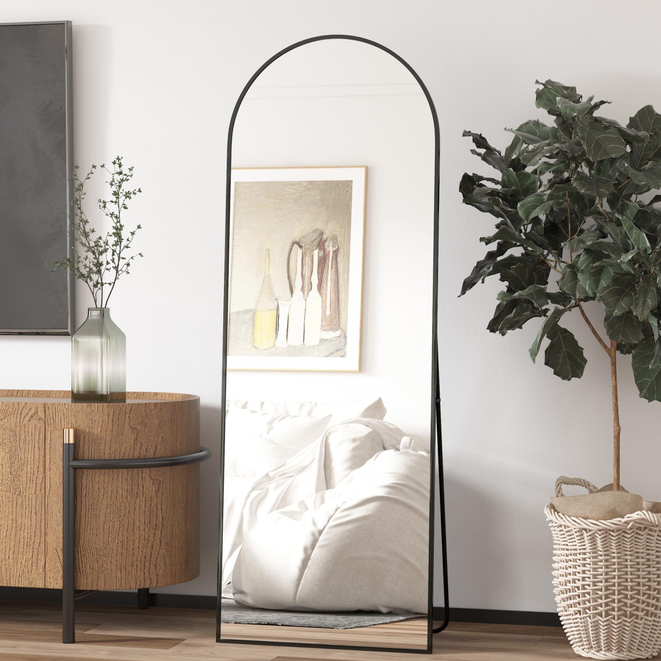 Elemango Arched Full Length Floor Mirror | 162x53cm Aluminum Frame