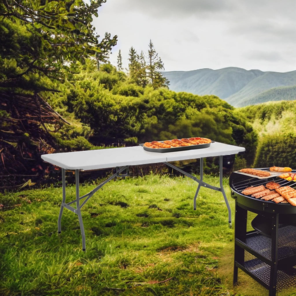 BuildRapido 6ft Folding Trestle Table – Heavy Duty Portable Picnic Table