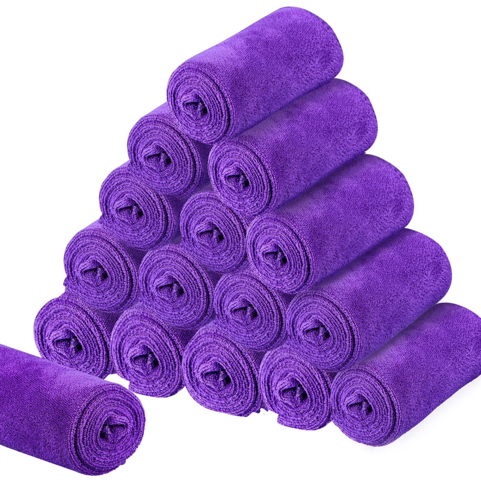 Tatuo Microfibre Hair Towels – 16 Pack Quick Dry Absorbent Cloths, Purple