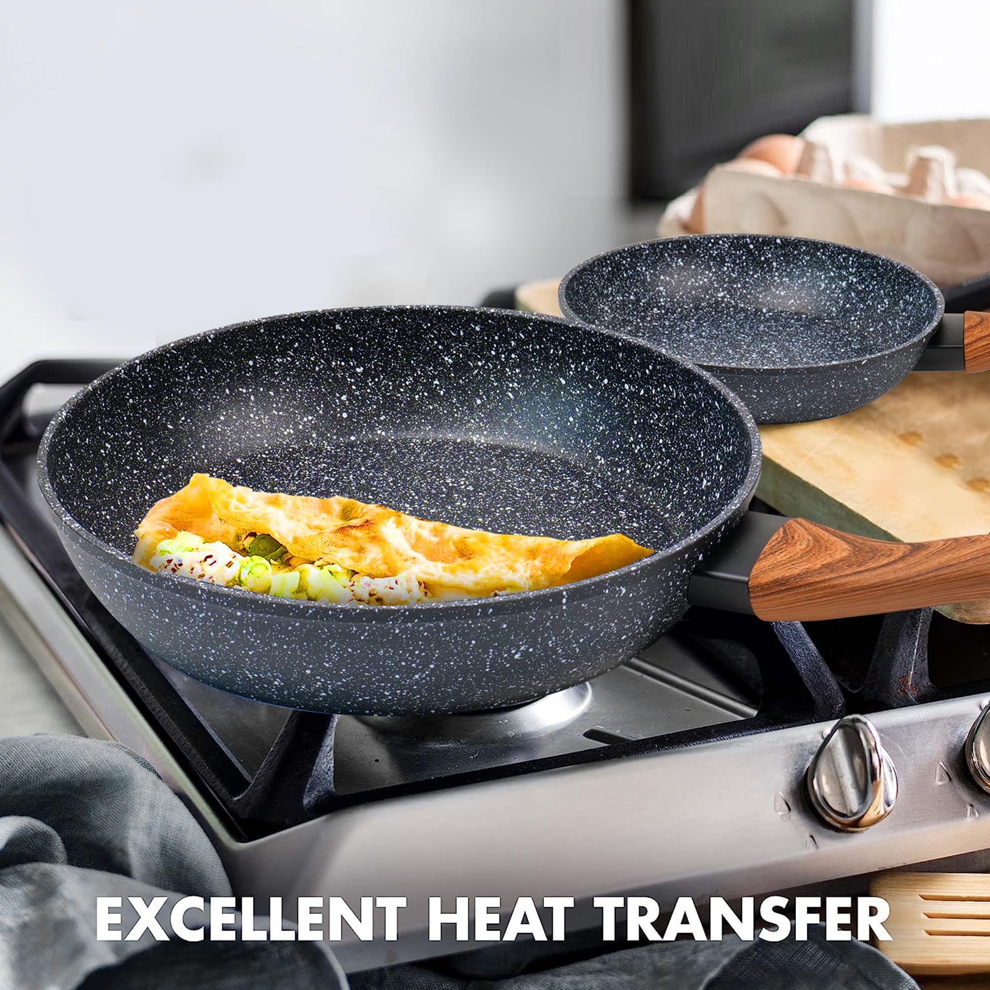 wellhouse 3-Piece Nonstick Frying Pan Set – Granite Skillet Cookware