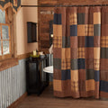 VHC Brands Patriotic Patchwork Shower Curtain – Red Plaid Cotton