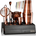 Bare Barrel 14-Piece Cocktail Making Kit with Bamboo Stand & Recipes