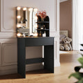 ELEGANT Black Dressing Table with Hollywood LED Mirror and Drawer