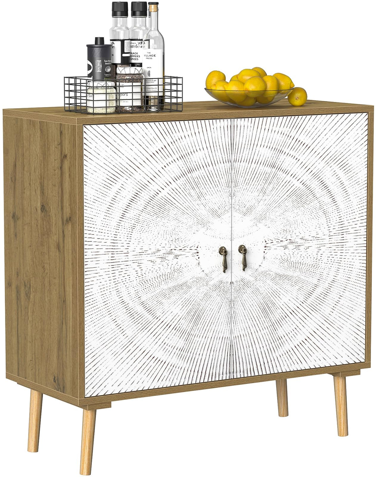 Skokliz Accent Cabinet with 2 Doors, Carved Storage Cabinet with Adjustable Shelf, Decorative Sideboard Buffet Cabinet with Solid Wood Feet - image 1