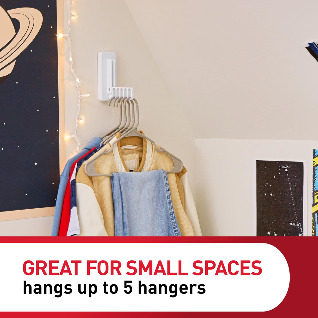 Command Folding Clothes Hanger, 1 Hook and 5 Rungs, 4 Adhesive Strips, - image 2