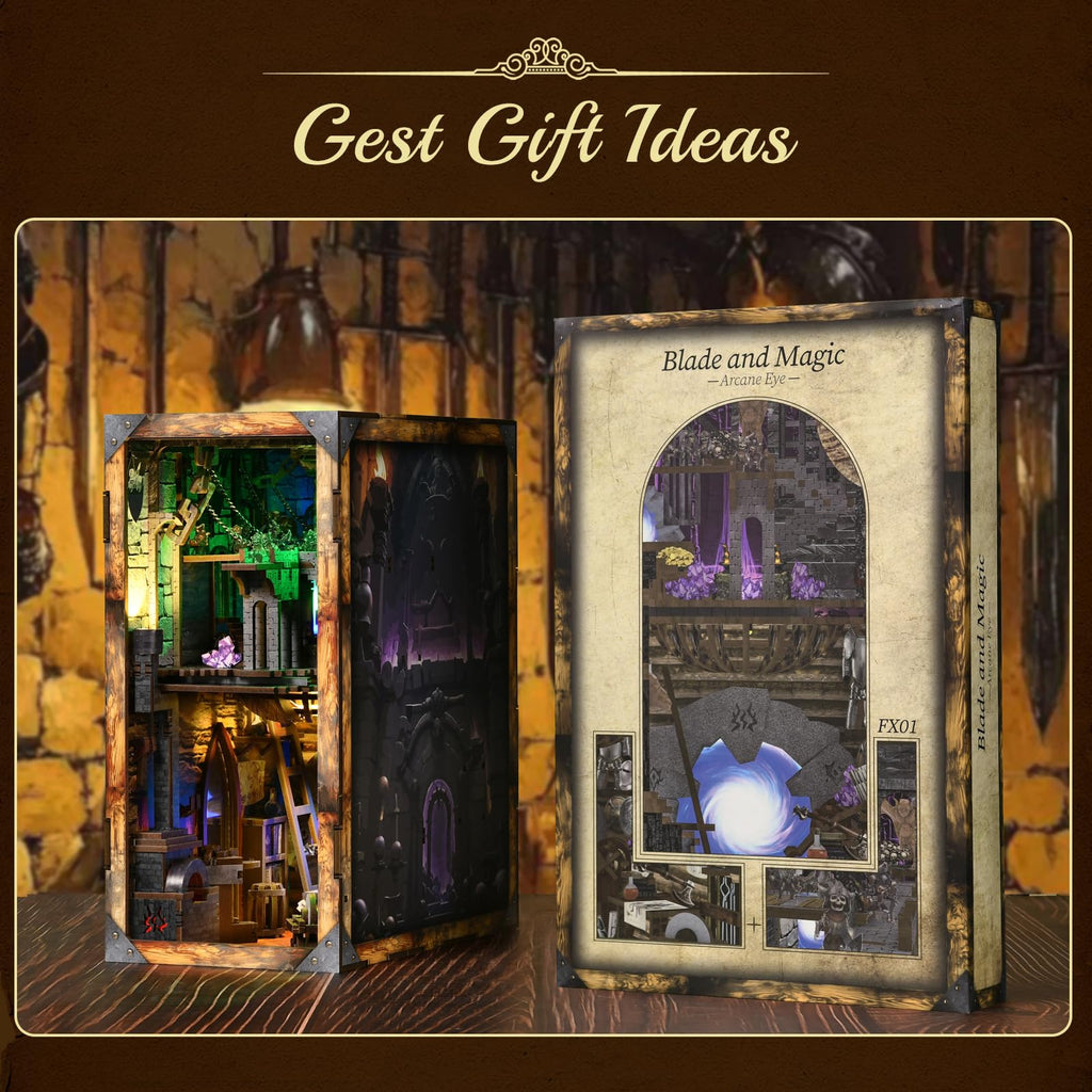 MiniCity Book Nook Kit – Blade and Magic 3D Wooden Puzzle with LED Light