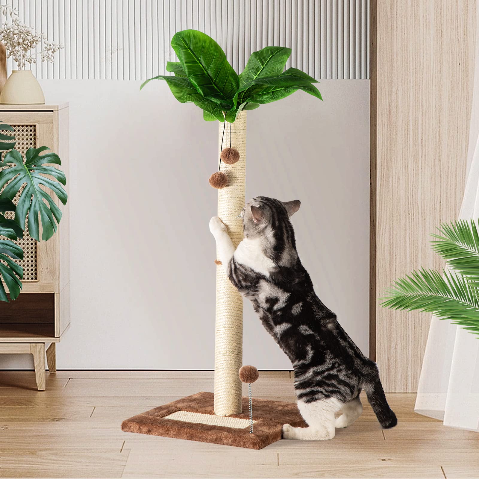 80cm Cat Scratching Post - Sisal Palm Tree for Indoor Cats