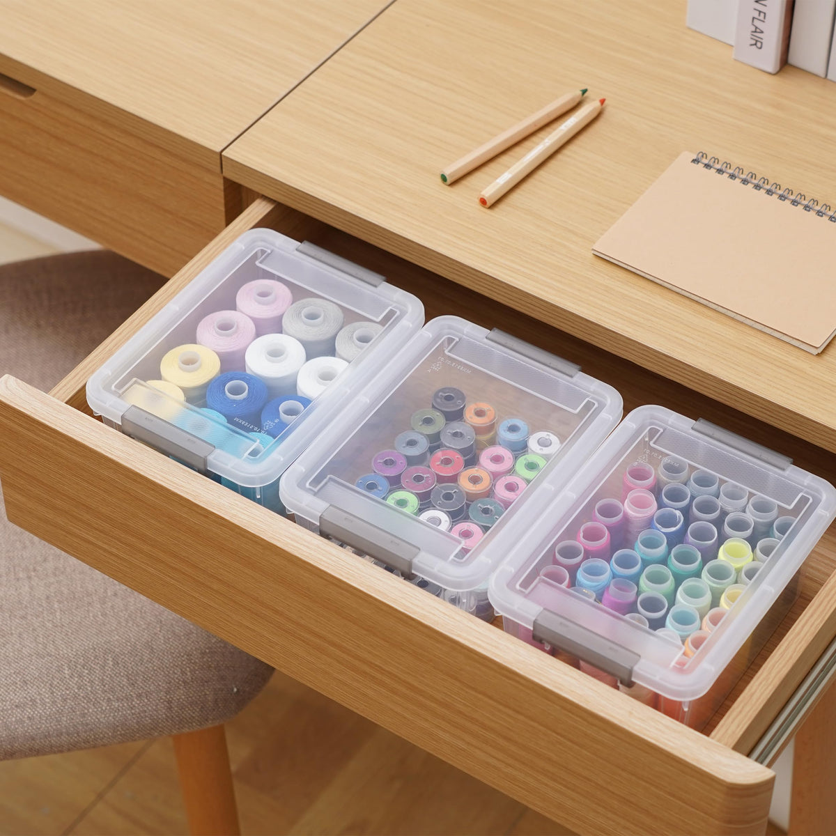 Citylife 10 Pack Storage Boxes with Lids Plastic Small Clear Stackable Box for Shelves Toys, 1.25L - image 5
