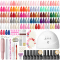 PEACECOLOR 58PCS Gel Nail Polish Kit with UV Lamp and Electric Drill