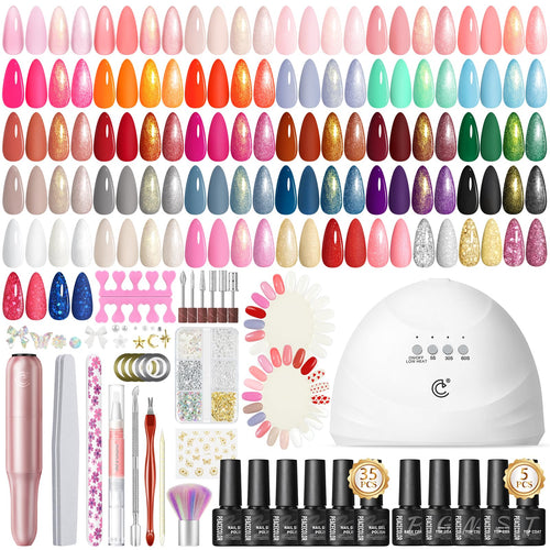 PEACECOLOR 58PCS Gel Nail Polish Kit with UV Lamp and Electric Drill