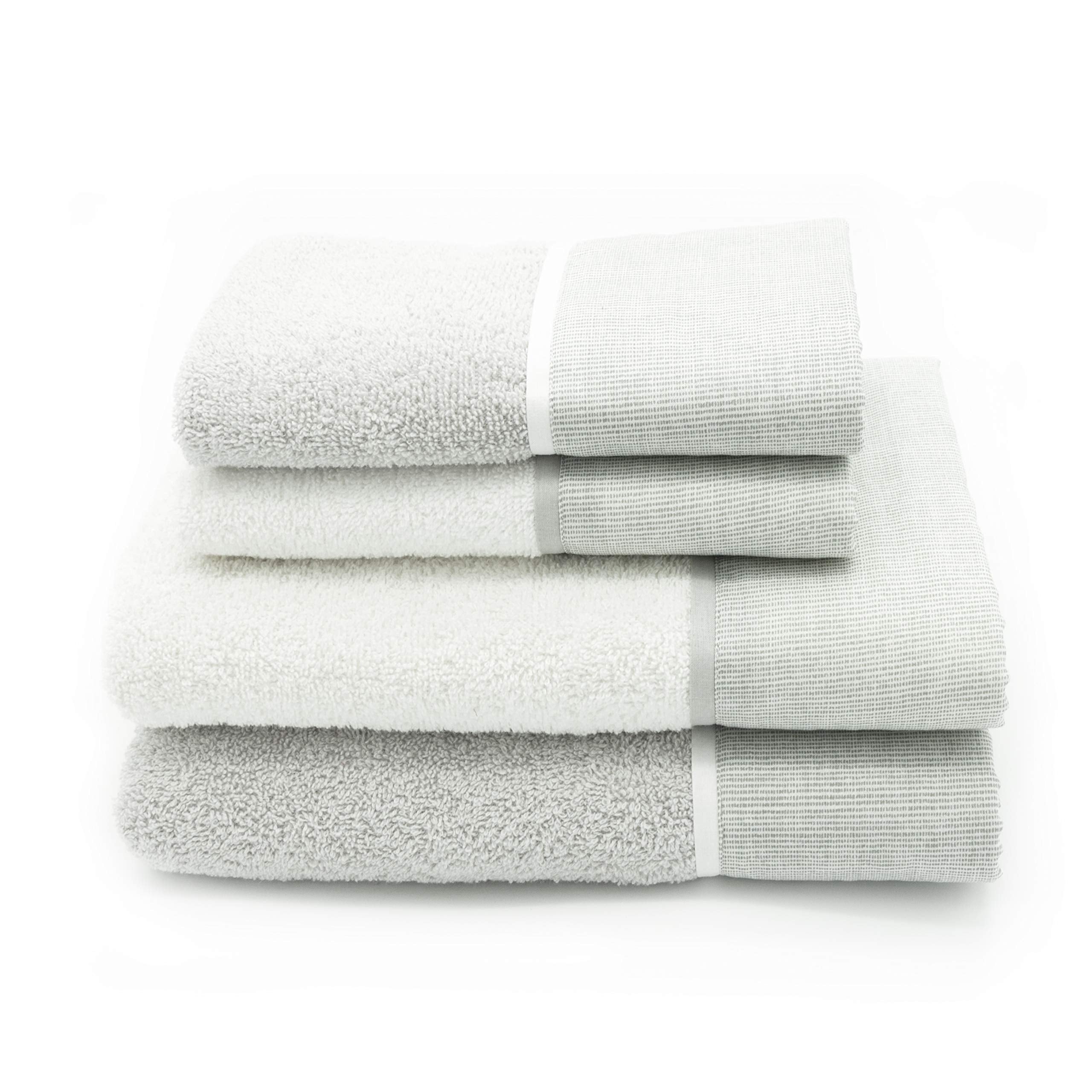 Creole Stripe Grey Cotton Bath Towel Set - 4 Piece
