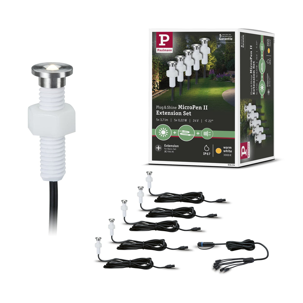 Paulmann Plug & Shine MicroPen II Recessed LED Extension Set - Silver