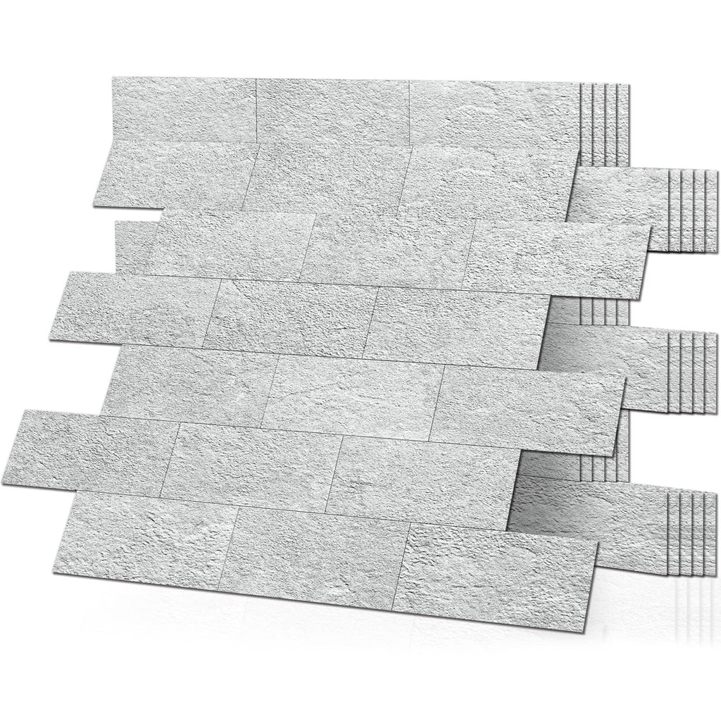 DEWOO Grey Stone Look Peel and Stick Wall Tiles - 20-Sheet Backsplash