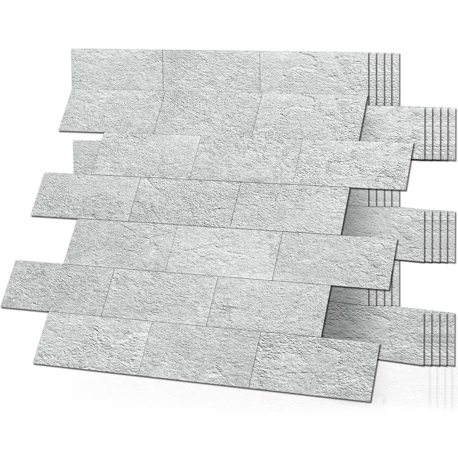 DEWOO Grey Stone Look Peel and Stick Wall Tiles - 20-Sheet Backsplash