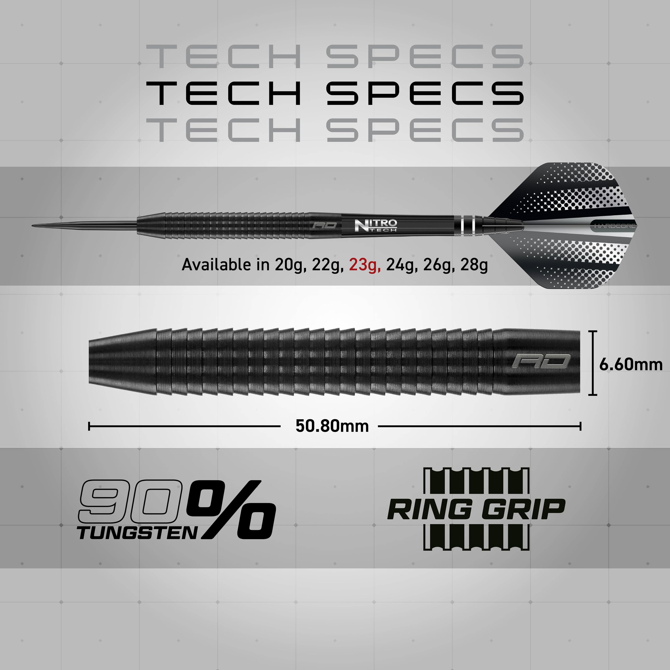 Red Dragon Razor Edge Black 23g Steel Tip Darts – 85% Tungsten Set