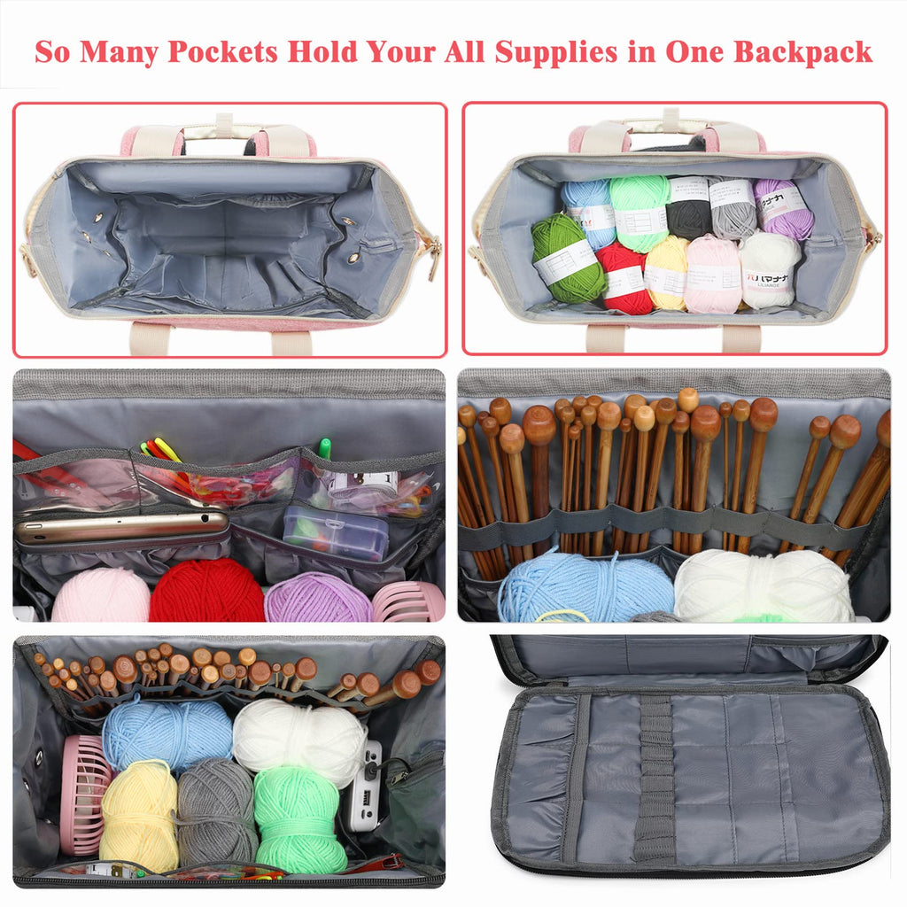Jolof Store Knitting Bag Backpack | Large Yarn Storage Organizer with USB