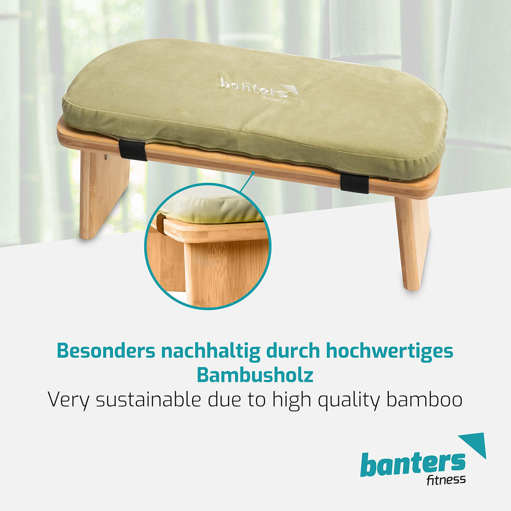 Banters Foldable Bamboo Meditation Bench – Kneeling Stool with Cushion