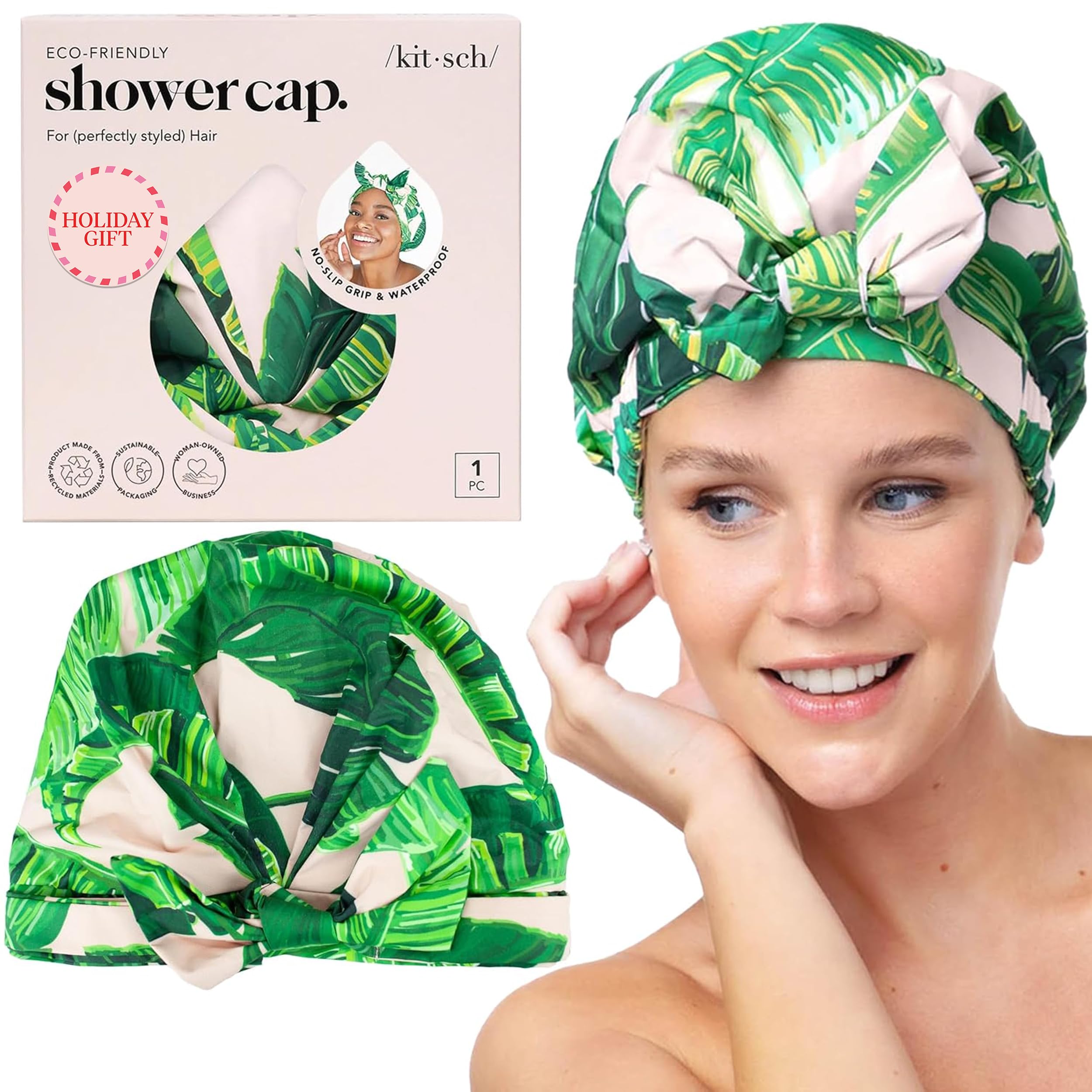 Kitsch Luxury Shower Cap – Reusable Waterproof Hair Cap for Women