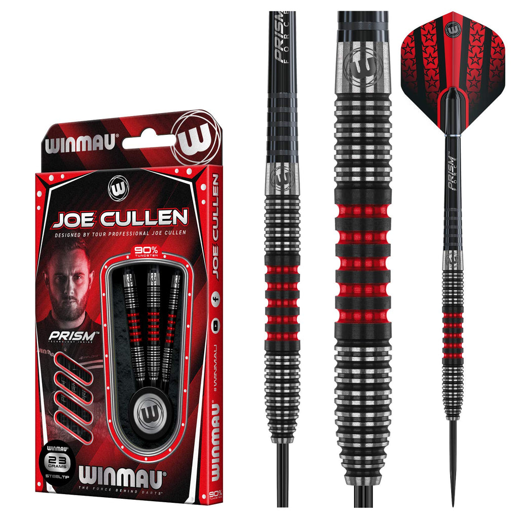 Winmau Joe Cullen Steel Tip Darts – 23g 90% Tungsten with Prism Shafts