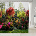 Loussiesd 3D Garden Nature Shower Curtain | Waterproof Polyester Fabric