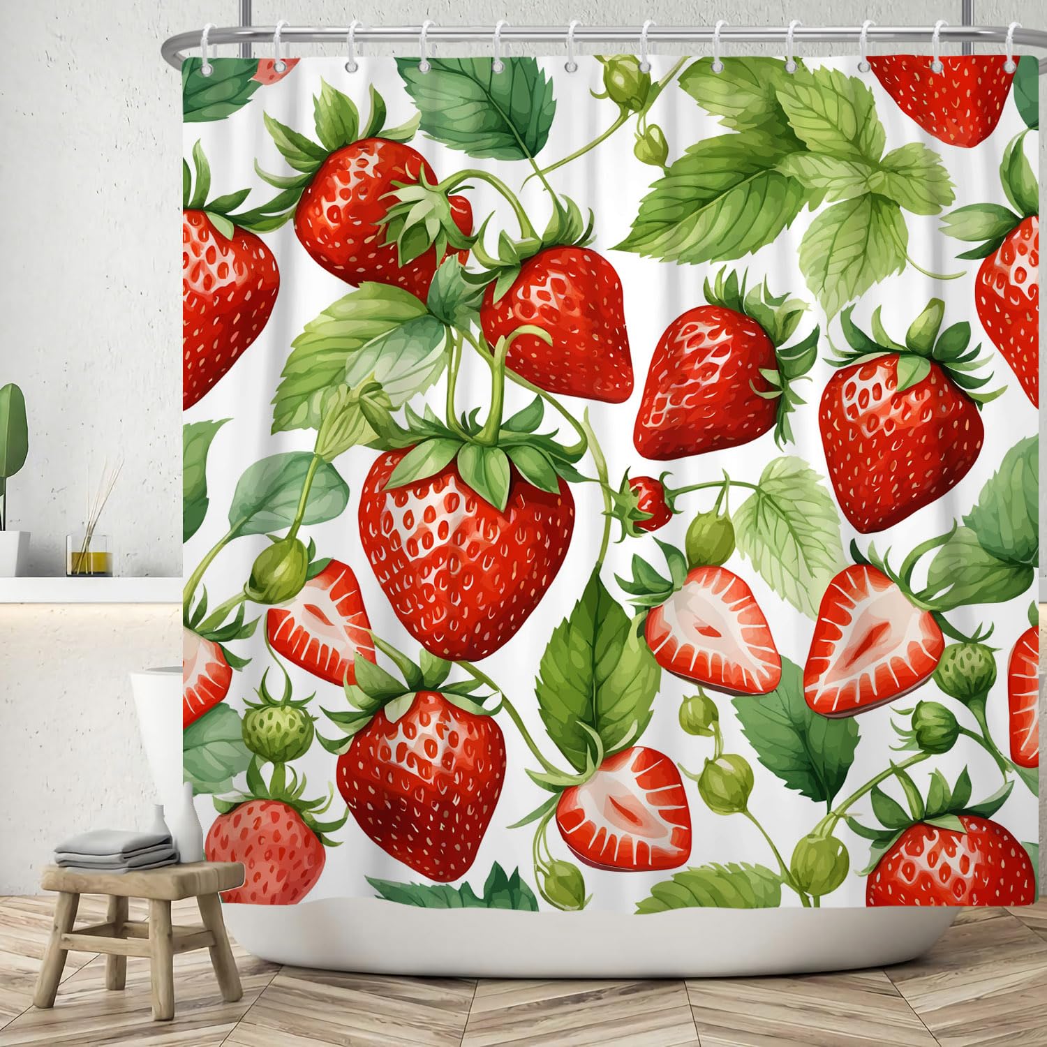 Strawberry Shower Curtain – Waterproof Polyester 180x180 cm