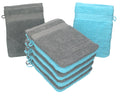 Betz Premium 100% Cotton Wash Glove Mitts - 10 Pack (Grey & Turquoise)