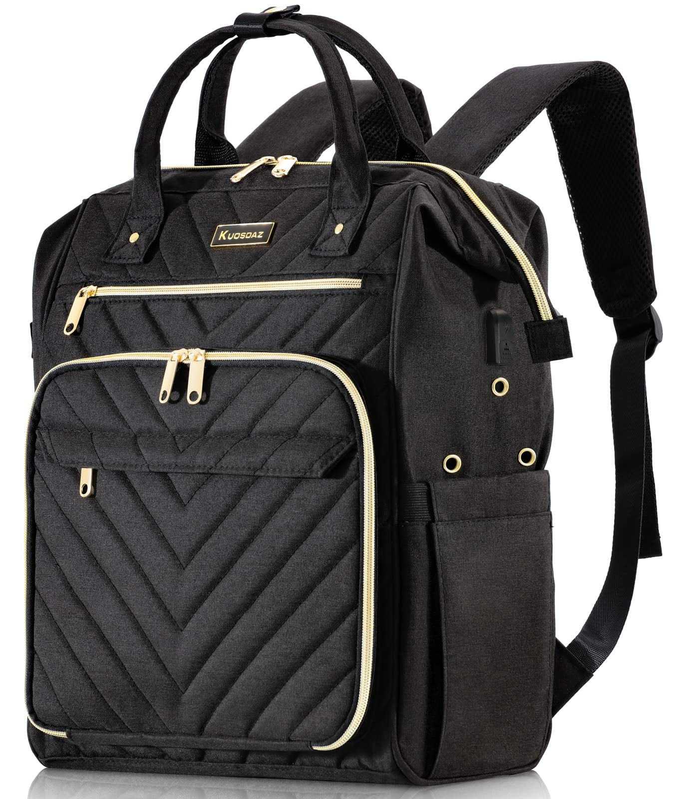 Jolof Store Knitting Bag Backpack | Quilted Yarn Organizer with USB Port