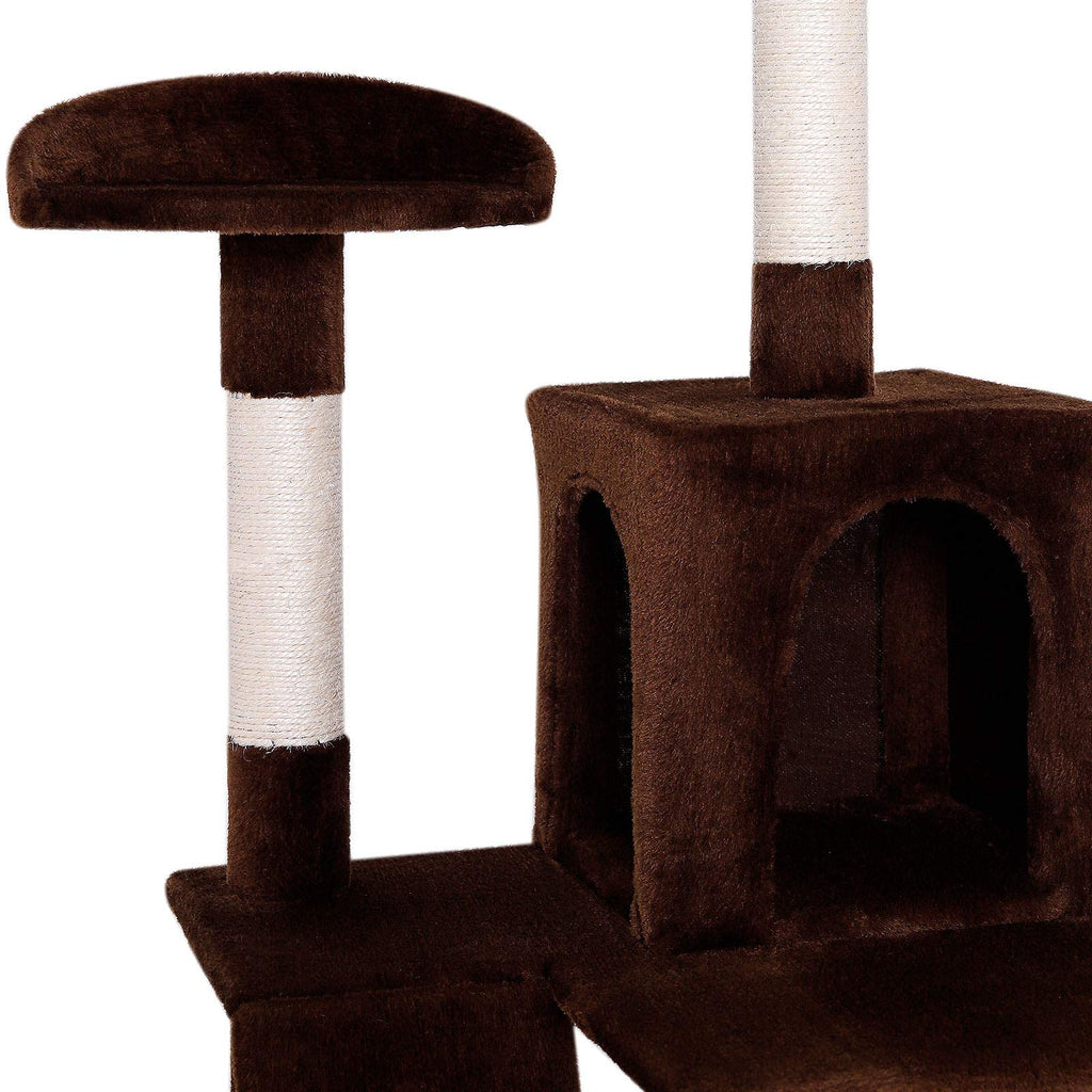 lionto Cat Tree with Hammock & Tunnel – 133cm Sisal Scratching Post