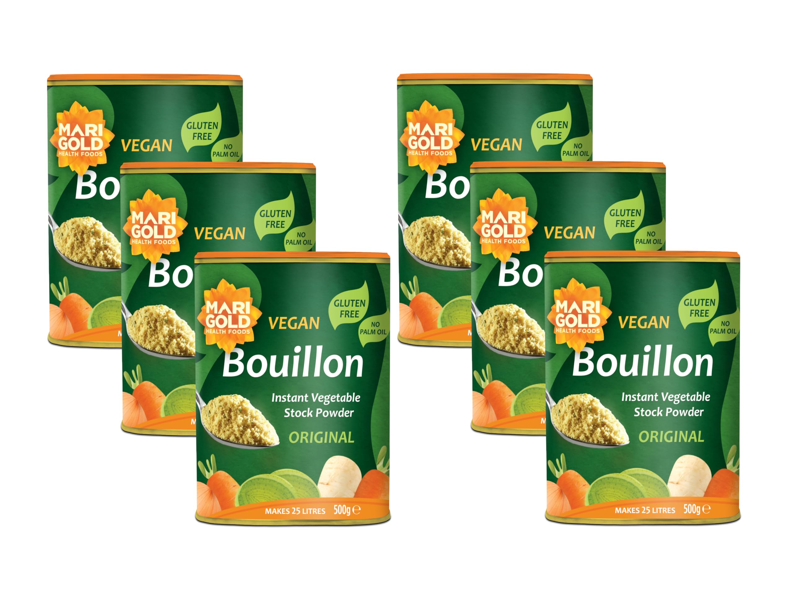 Marigold Vegetable Bouillon Powder - Vegan Instant Stock - 500g (Pack of 6)