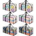 Dntorx 6 Pack 90L Moving Bags, Clear Waterproof Storage Totes