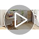GreenForest Foldable Computer Desk with Monitor Shelf | Oak Small Desk