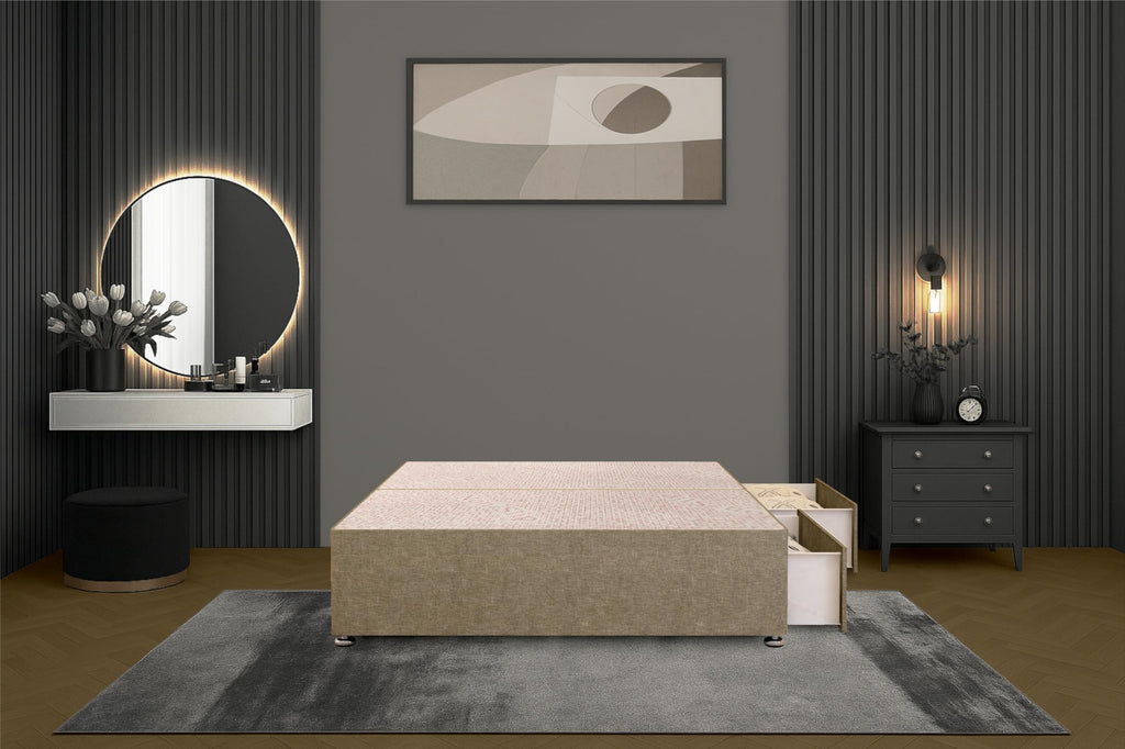 Bed Centre Flexby Divan Bed Base, 3FT Single, Linen Wheat Fabric - image 2