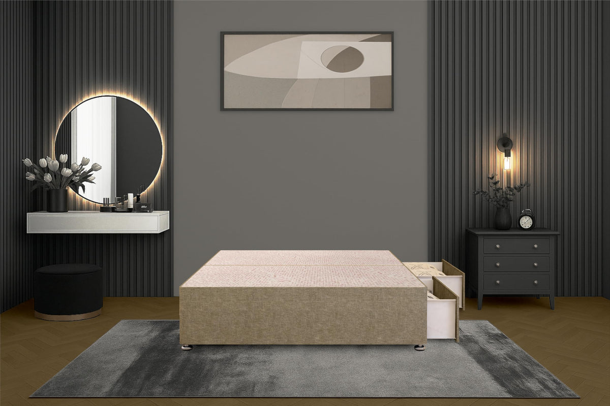 Bed Centre Flexby Divan Bed Base, 3FT Single, Linen Wheat Fabric - image 2